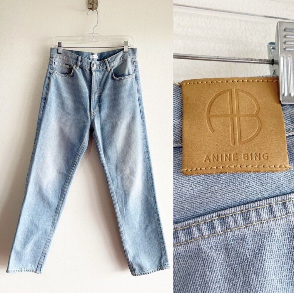 Anine Bing Peyton Jeans Light Blue High Rise Ab30-074-13 Size 29